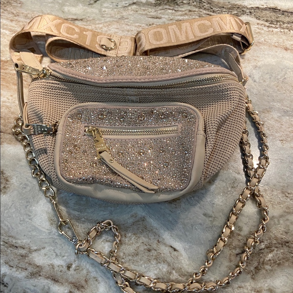 Steve Madden Tan Studded Chain Crossbody Bag